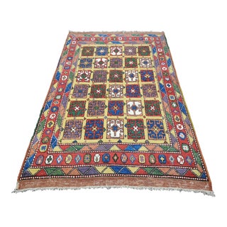 1990s Colorful Geometric Modern Turkish Hand-Knotted Area Rug For Sale