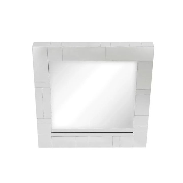 1980s Mid-Century Modern Chrome Square Cityscape Wall Mirror After Paul Evans For Sale - Image 5 of 7