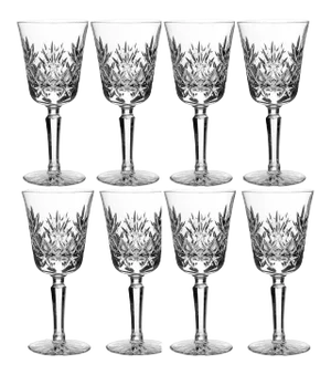 1980s Lenox Crystal Wine Glasses Charleston Pattern - Set of 8