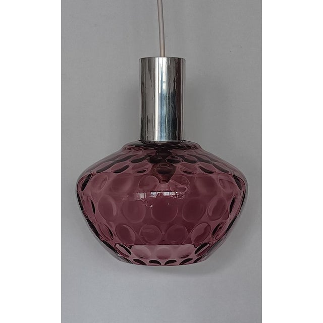 Vintage Purple Glass Pendant Lamp, 1960s For Sale - Image 4 of 8