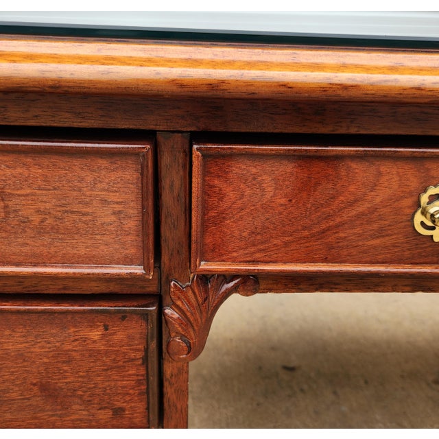Chippendale-Style Executive Desk With Carved Ball-and-Claw Feet and Glass-Protected Top For Sale In Washington DC - Image 6 of 12