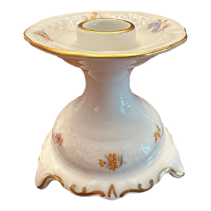Vintage 1970's White and Gold Flower Pottern Candleholder From Schumann Arzberg Bavaria