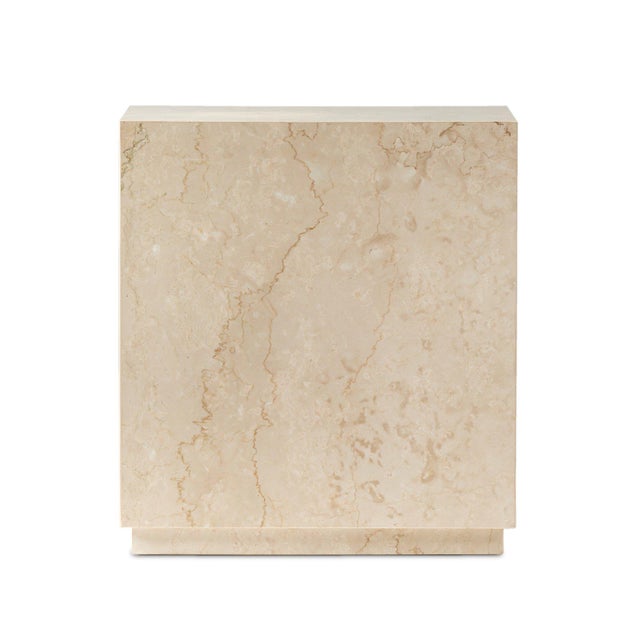 Contemporary Four Hands Oakland Square Outdoor End Table - Outdoor Cream Marble For Sale - Image 3 of 9