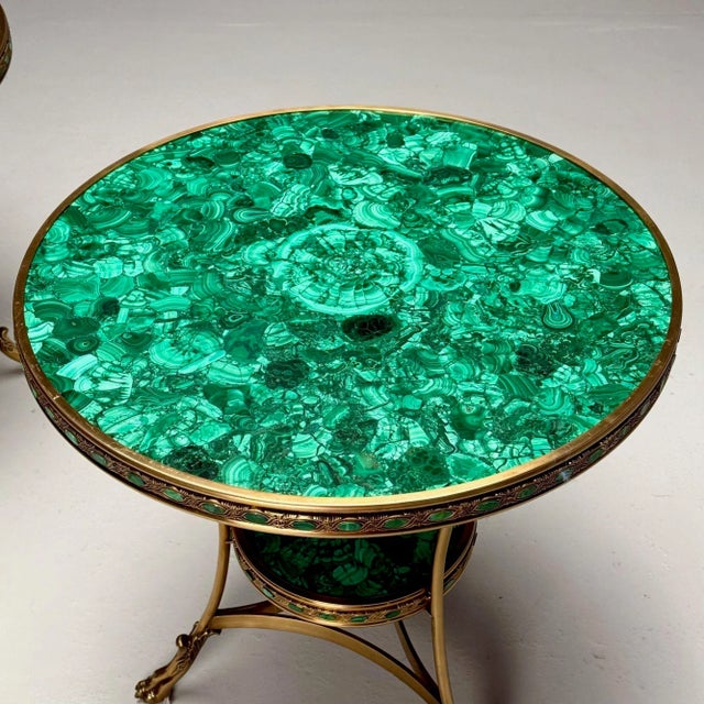 Louis XVI Style, Jeweled Gueridons, Malachite, Bronze, France, 20th C. For Sale In New York - Image 6 of 11