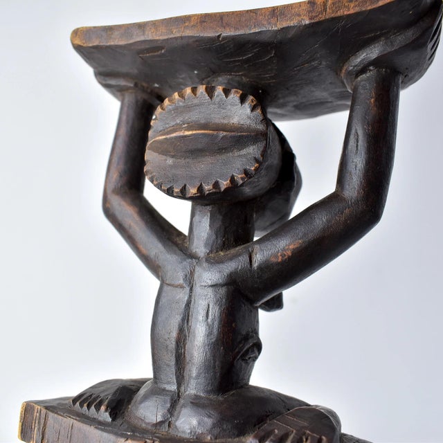 African Early 20th Century Luba Figural Miniature Headrest For Sale - Image 3 of 13