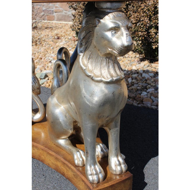 Traditional Maitland-Smith Silver Gilt Lion Table With a Faux Tortoiseshell Top For Sale - Image 3 of 18