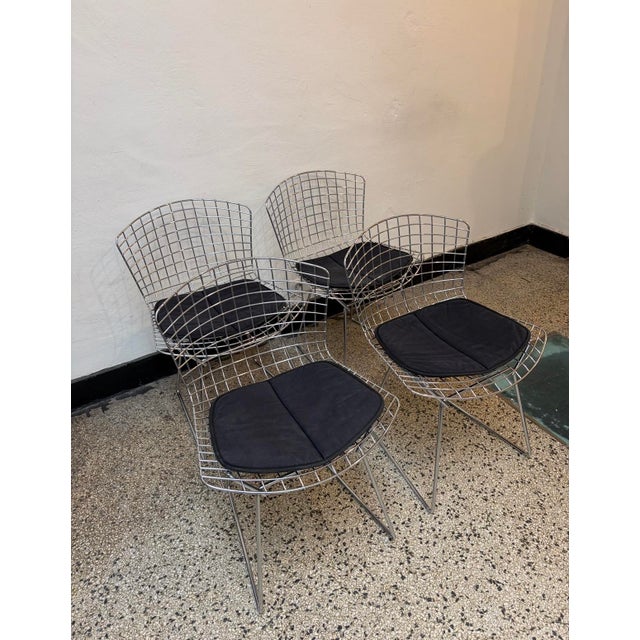 Mid-Century Modern Chrome-Plated Side Chairs by Harry Bertoia for Knoll, 1970s, Set of 4 For Sale - Image 3 of 18