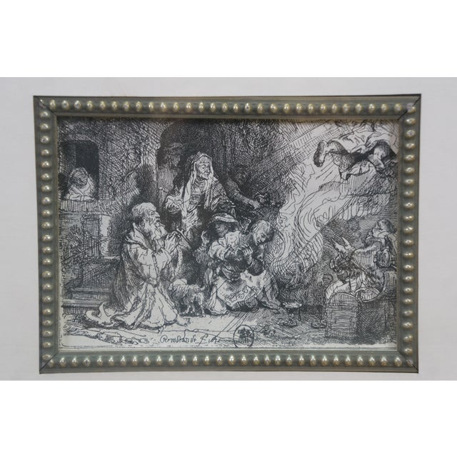 19th Century Rembrandt Etching "The Angel Departing From the Family of Tobias" Framed For Sale - Image 6 of 10