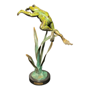 1980s Rare Limited Edition 034/300 G. Mancini "Leap of Faith" Bronze Frog Sculpture