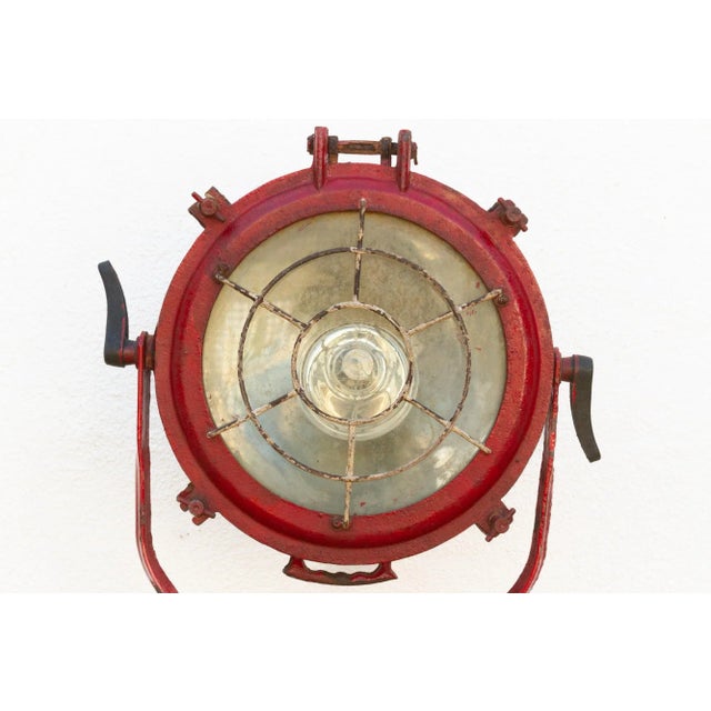 Industrial Antique Industrial Red Ship Lantern For Sale - Image 3 of 10