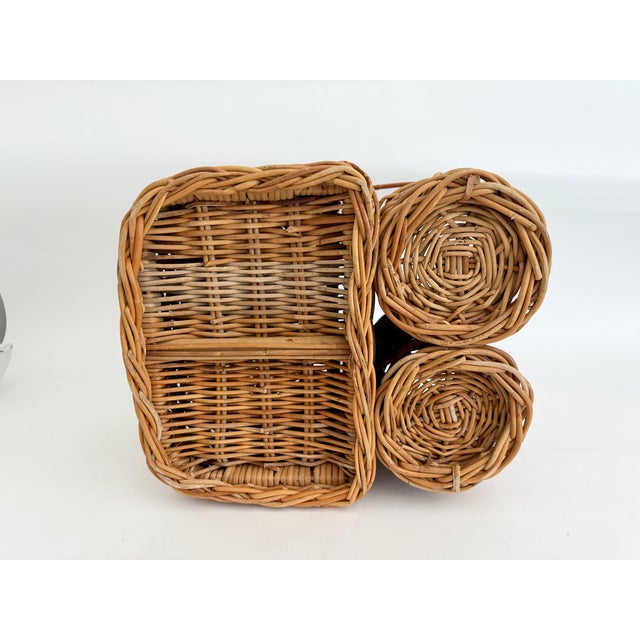 Vintage Wicker Wine Picnic Basket For Sale - Image 9 of 9