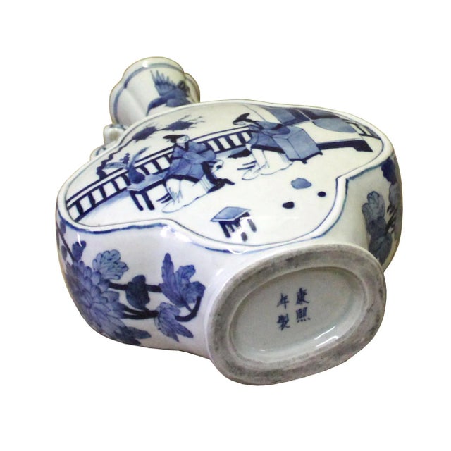 Chinese Blue White Porcelain People Theme Flower Shape Vase For Sale In San Francisco - Image 6 of 8