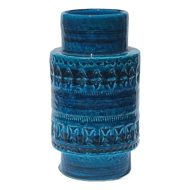 Ceramic Rimini Blu Vase by Aldo Londi for Bitossi, 1960s For Sale