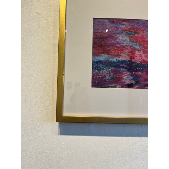 Molly Schiff Painting 1960s Abstracted Wax Pastel on Paper Gold Frame For Sale - Image 4 of 5