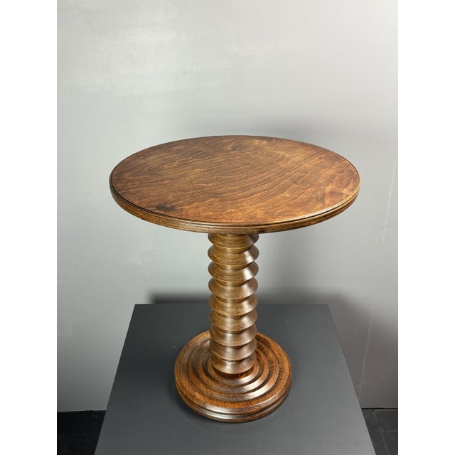 Brown Mid-Century Brutalist French Wood Turned Winepress Side Table in the style of Charles Dudouyt, 1950s For Sale - Image 8 of 12