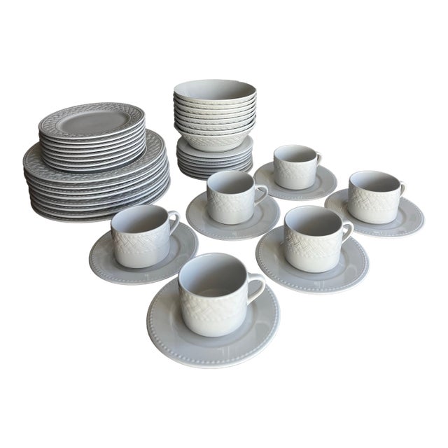 Vintage Farberware Trellis Dinnerware Set - Rare in Large Quantities and Discontinued - 44 Piece For Sale