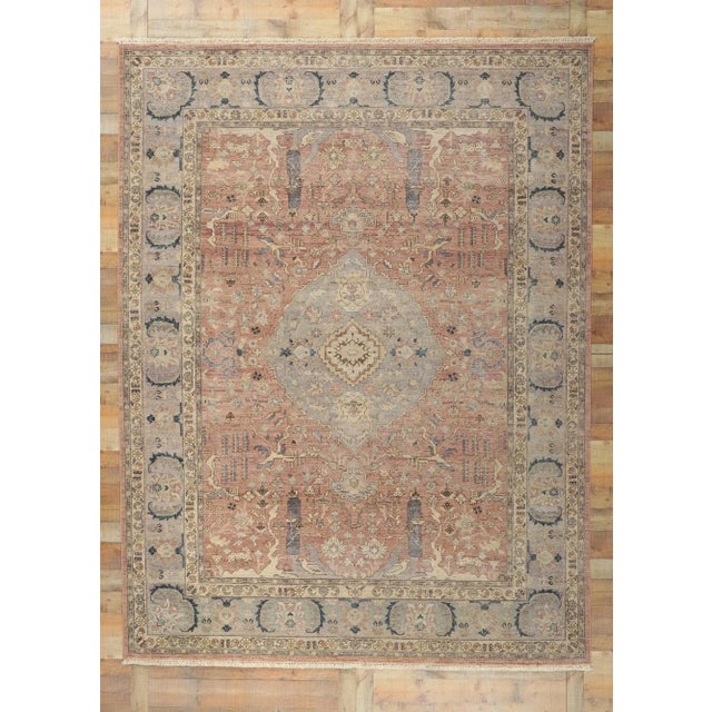 Mauve Modern Vintage Style Distressed Rug, 09'00 X 11'10 For Sale - Image 8 of 9