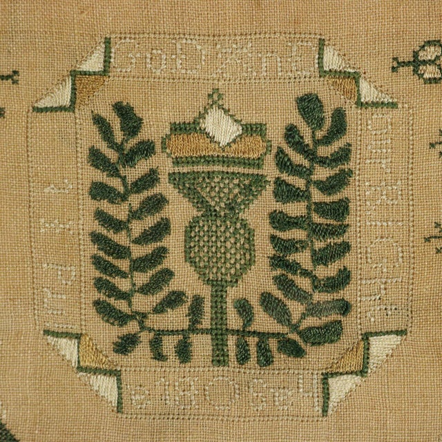 Green Antique Scottish Sampler, c.1840, by Helen Smith For Sale - Image 8 of 18