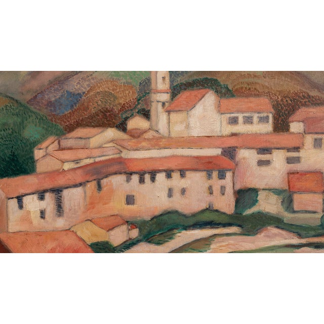 1940s 1940s France Green Canvas Painting For Sale - Image 5 of 15