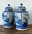 Vintage Boho Monumental Blue and White Lidded Ginger Jars - A Pair For Sale - Image 4 of 8