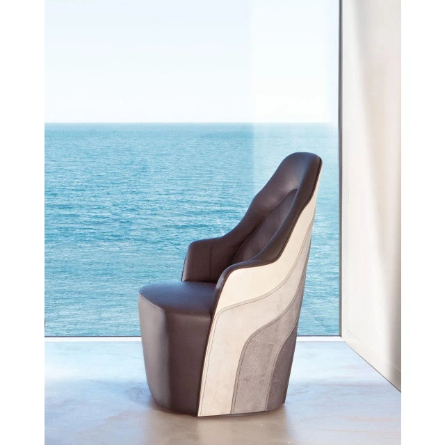Gray Color & Blanche Contemporary Leather Couture Armchair by Bd Barcelona For Sale - Image 8 of 10