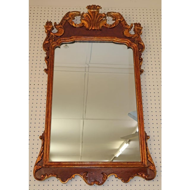 Rococo 1980s Labarge Georgian Rococo Style Burl Wood Wall Mirror For Sale - Image 3 of 10