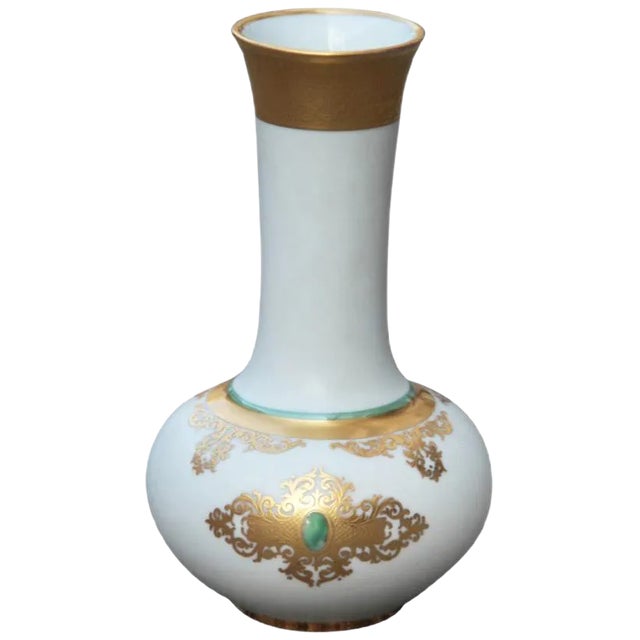 Mid-Century Porcelain & 24 Karat-Gold Vase by Arrigo Finzi, 1950s For Sale