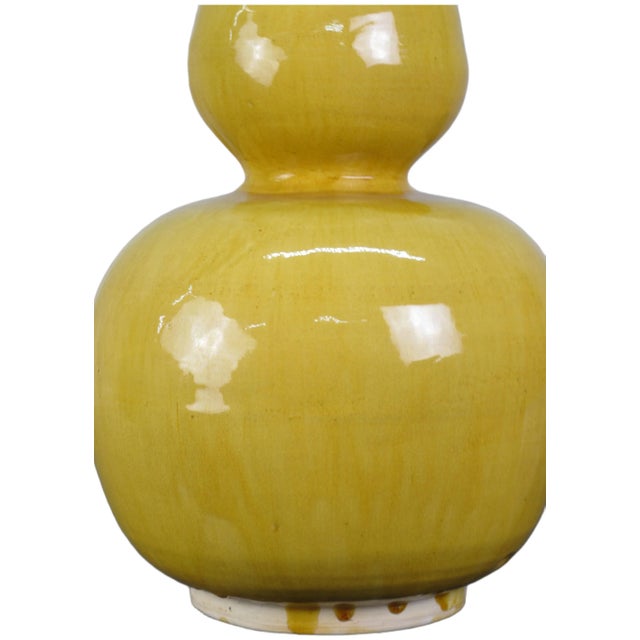 Chinese Yellow Bottle Gourd Shape Vase For Sale - Image 3 of 5