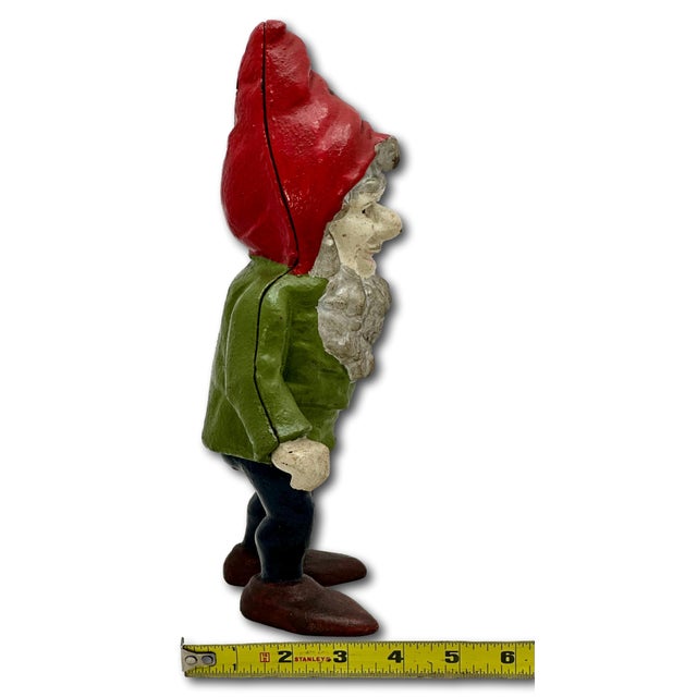 Hard to Find Unusual Model Antique American Cast Iron Figurative Standing Gnome Doorstop - Circa 1920s For Sale - Image 17 of 18