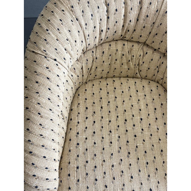 Textile Vintage Upholstered Swivel Barrel Chairs by Precedent Furniture - A Pair For Sale - Image 7 of 12