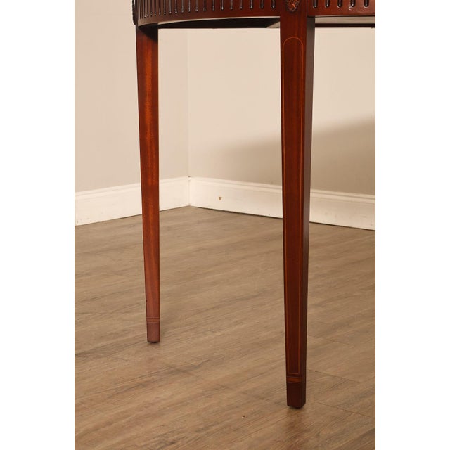 Custom Mahogany Inlaid Demilune Console Table For Sale - Image 9 of 18