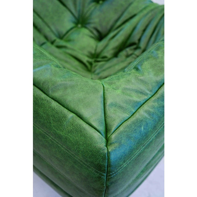 Togo Sofa in Green Leather by Michel Ducaroy, 1970s For Sale - Image 14 of 17