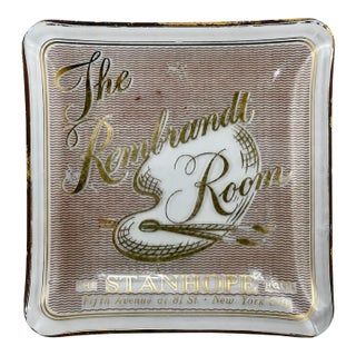Vintage the Rembrandt Room the Stanhope Hotel Nyc Glass Ashtray New York City For Sale