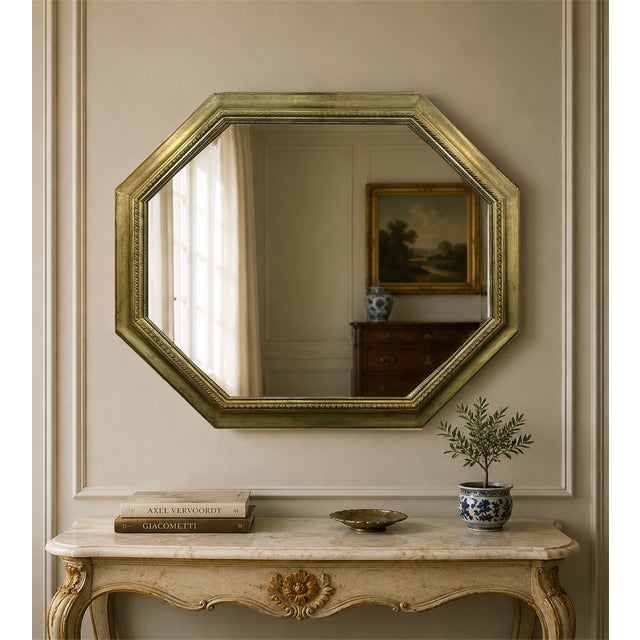 2000 - 2009 Vintage Mecca Silver Leaf Octagonal Wall Mirror, Italy, 2000s For Sale - Image 5 of 6