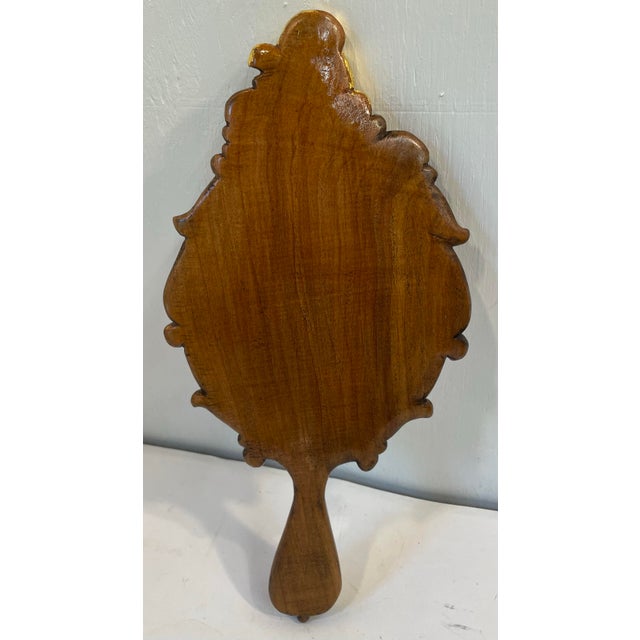 Brown Vintage Italian Gilt Wood and Walnut Hand Mirror For Sale - Image 8 of 8