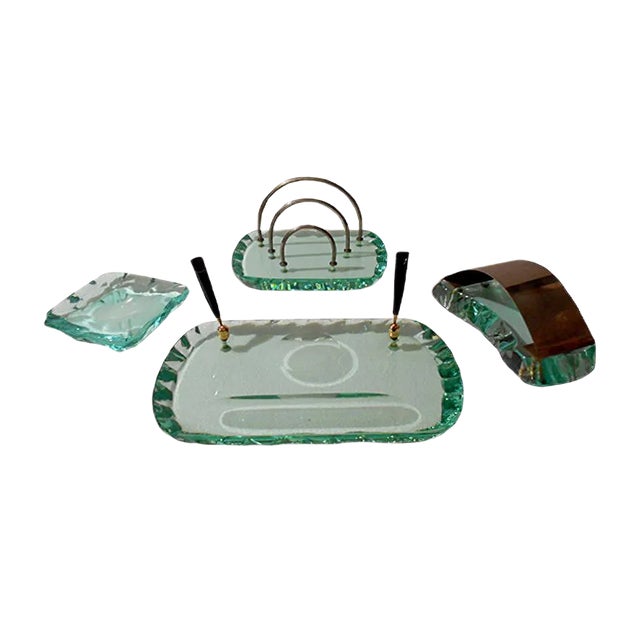 Crystal Tabletop Set by Pietro Chiesa for Fontana Arte, 1930s, Set of 4 For Sale