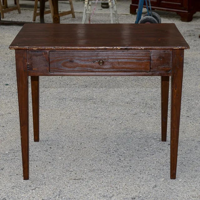 Brown Fir Dining Table with Drawer, 1800s For Sale - Image 8 of 9