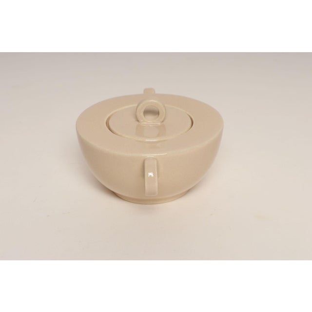 Art Deco French Art Deco Taupe Ceramic Lidded Sugar Bowl by Jean Luce For Sale - Image 3 of 14