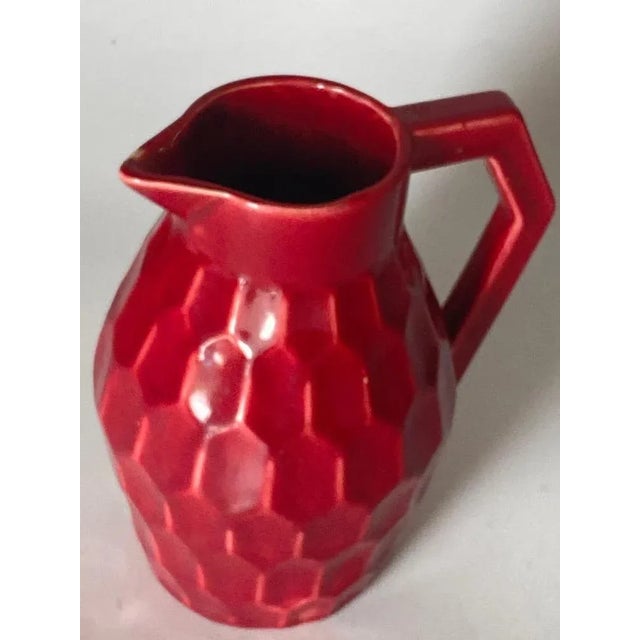 Ceramic Red Ceramic Jug or Pitcher with Geometrical Pattern, France, 1940 For Sale - Image 7 of 9