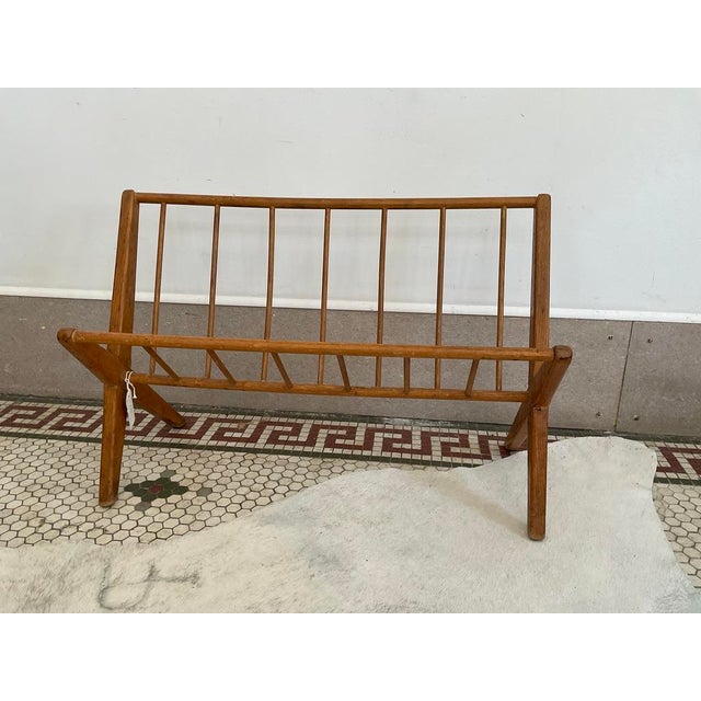 Mid-Century Modern Mid 20th Century Danish Modern Spindle Wood Magazine Rack For Sale - Image 3 of 10