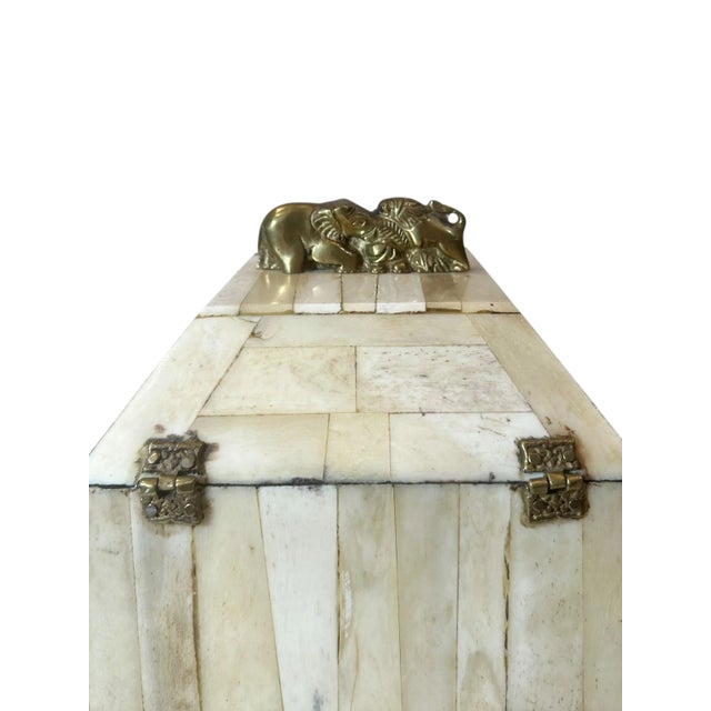 1970s 1970s Art Deco Style Bone Storage Box With Lion and Elephant Motif For Sale - Image 5 of 10