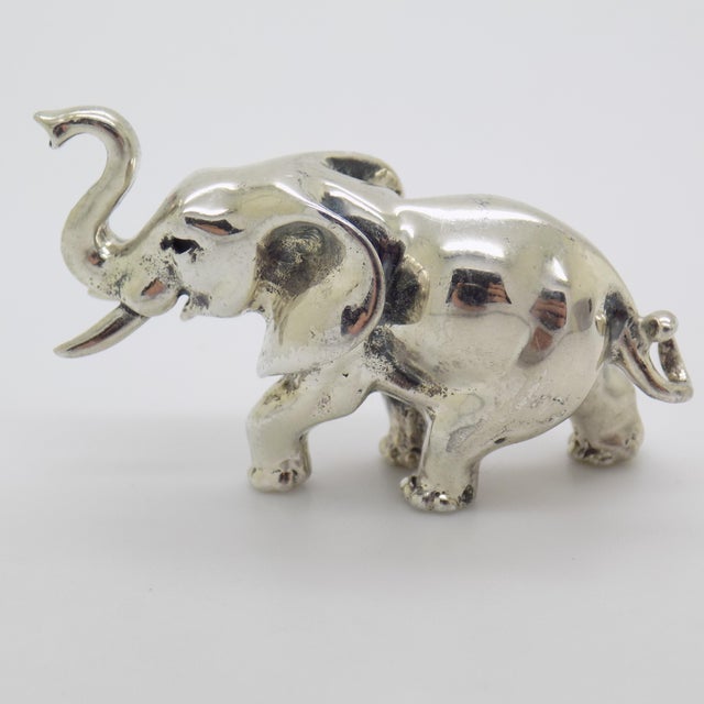 1980s Vintage Italian Handmade Genuine Silver Elephant Figurine Sculpture Miniature For Sale - Image 5 of 11