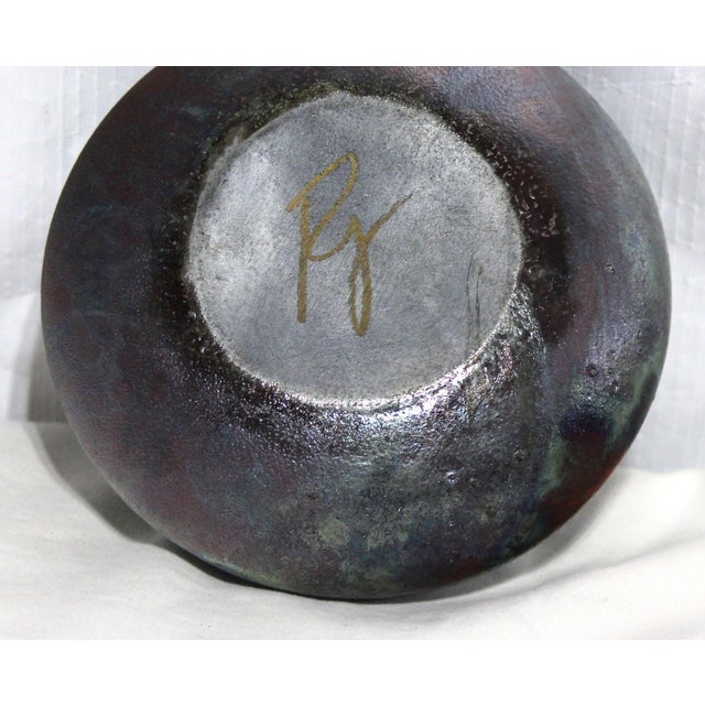 Ceramic Signed Stephan Roy Raku Pottery Vase For Sale - Image 7 of 7