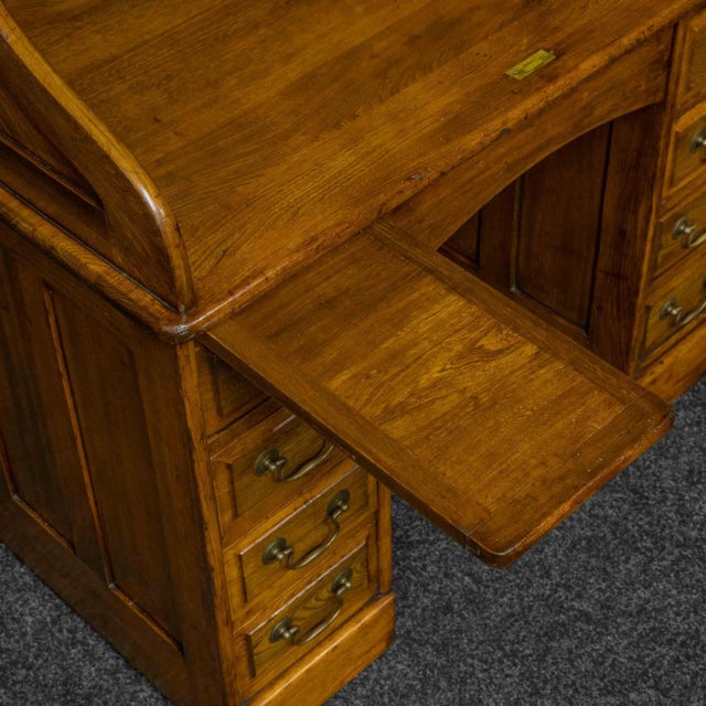 Antique Walnut Roll Top Desk For Sale - Image 5 of 18