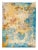 Modern Golden and Teal Abstract Indian Handmade Coastal Designed Wool & Silk Rug For Sale