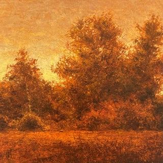 Warm Evening, Autumn by Shawn Krueger | Oil on Cradled Panel Landscape with autumn trees For Sale