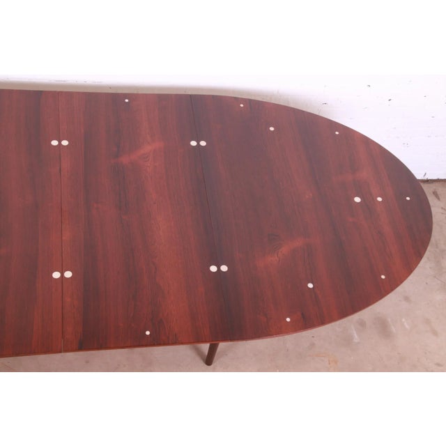 Outstanding Finn Juhl Rosewood and Silver Inlay "Judas" Dining Table, Newly Restored For Sale In South Bend - Image 6 of 13