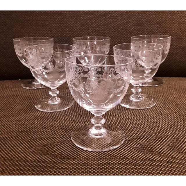 French Crystal Glass Wine Glasses from Baccarat, 1970s, Set of 6 For Sale - Image 8 of 9