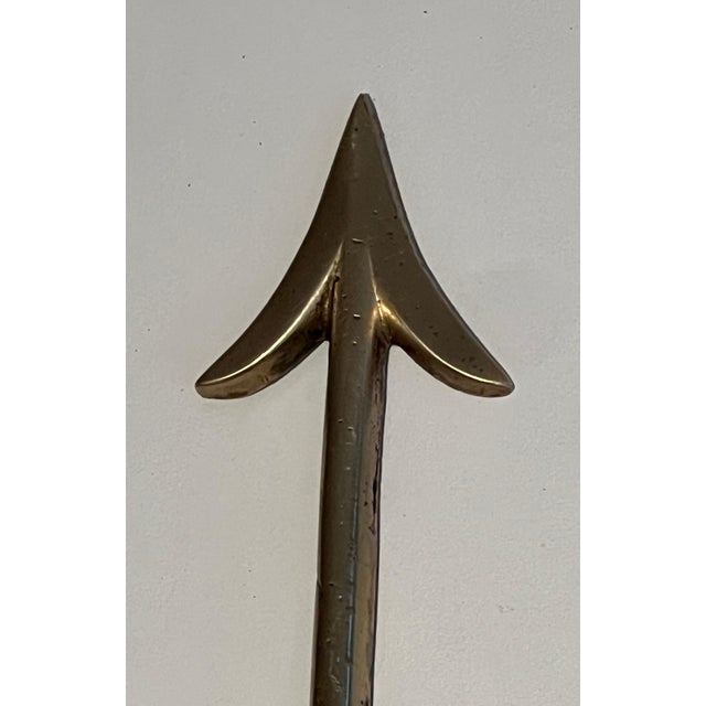 Bronze 1950s bronze wall sconces with Arrows and Effigy of the Sun King by Louis Gau - a Pair For Sale - Image 8 of 12