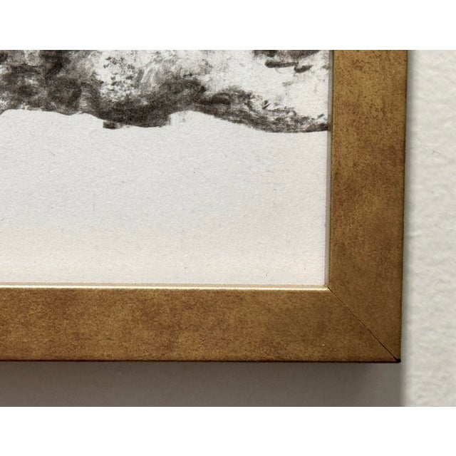 Wood Contemporary Charcoal Drawing on Rag Paper, With Wood Gilt Frame and Uv Plexiglass Face For Sale - Image 7 of 7